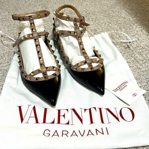 VALENTINO GARAVANI Rockstud leather ballet flats NEW